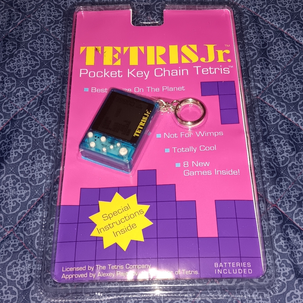 New 1996 Tetris Jr Pocket Video Game Handheld Key Chain Vintage 90s Keychain